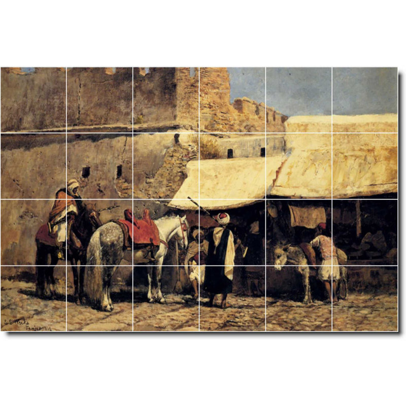 25.5" x 17" Ceramic Painting Decorative Mural Tile 4.25" x 4.25", Edwin Weeks City Painting W09614