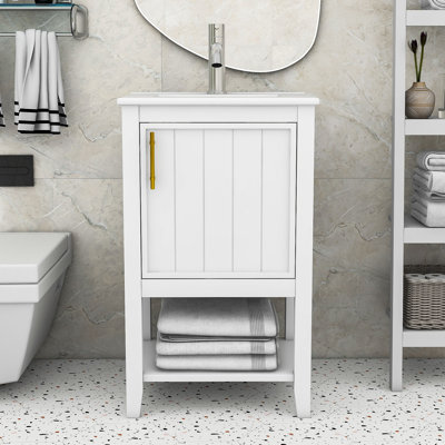 Ovid Bathroom Vanity Cabinet with Sink, Soft Closing Door, Rack and Shelf