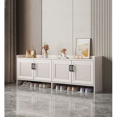 Modern Imitation Shutter Door Aluminum Alloy Shoe Storage Bench