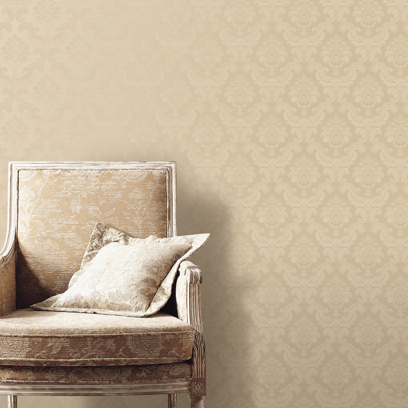 Palmwood 10m x 52.8cm Semi-Gloss Wallpaper Roll, Dark Cream