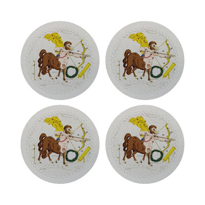 Zodiac Sagitarius Vegan Leather Round Pebble Placemat