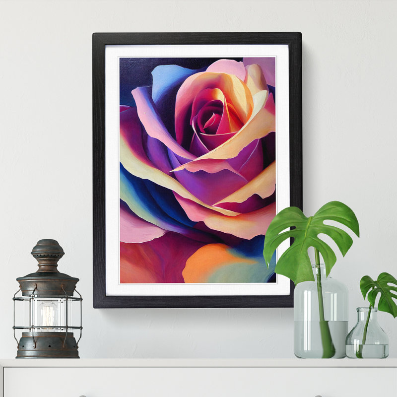 Killen Rose Flower Painting Vol.1 1 Piece Single Picture Frame Wall Art, 34cm H x 25cm W x 2cm D, Oak