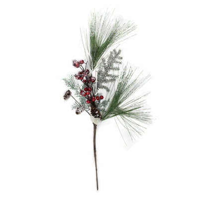 Vaporisateur artificiel de Noël de 26 pouces avec baies vertes et rouges givrées avec pommes de pin et verdure