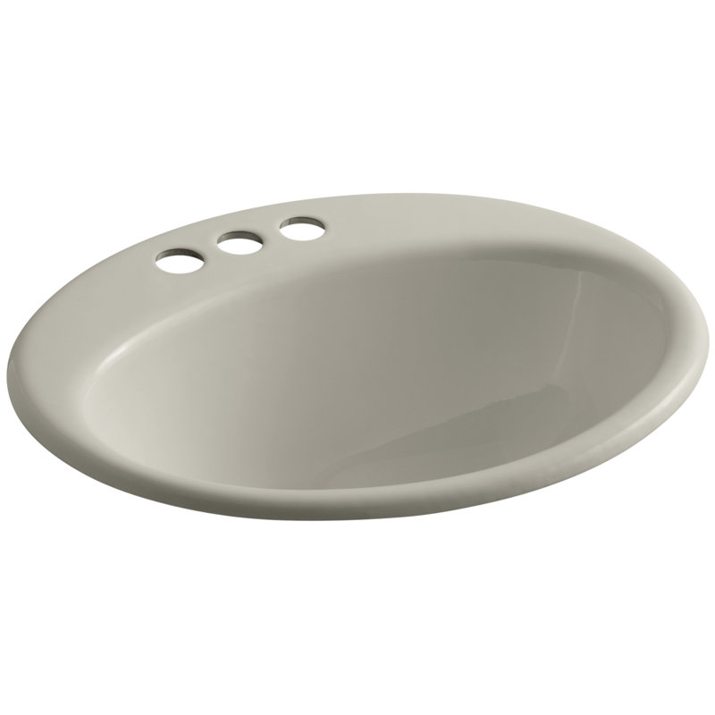 Farmington Metal Oval Drop-In Bathroom Sink with Overflow, Sandbar, 4" Center