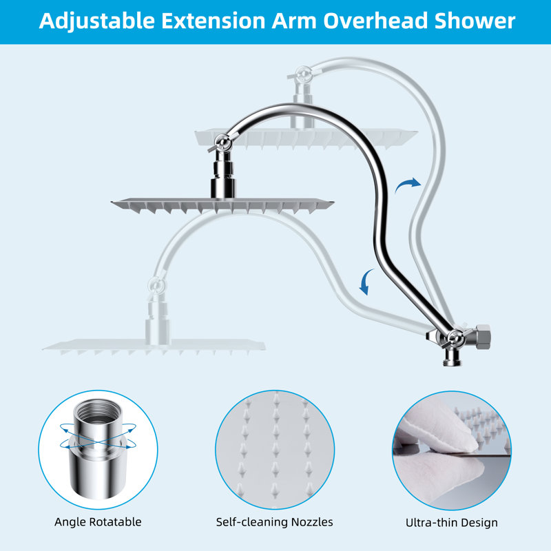 Chrome 8-Inch Rainfall Shower Head with Handheld Combo