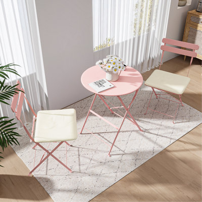 Ensemble 3 pièces de chaises bistro et de patio bistro Metail - Jaune