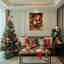 Père Noël renne sur toile-1208458057