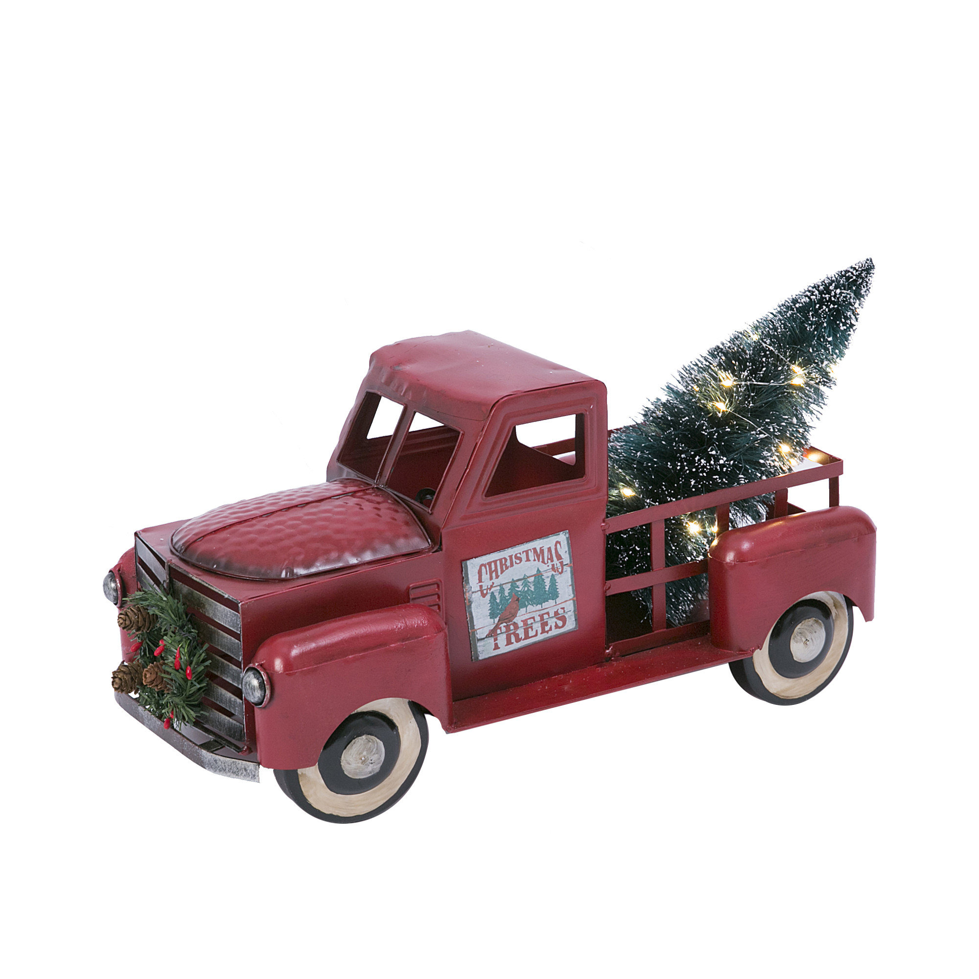The Holiday Aisle® Vintage Red Metal Truck With Illuminated Christmas Tree Décor & Reviews | Wayfair