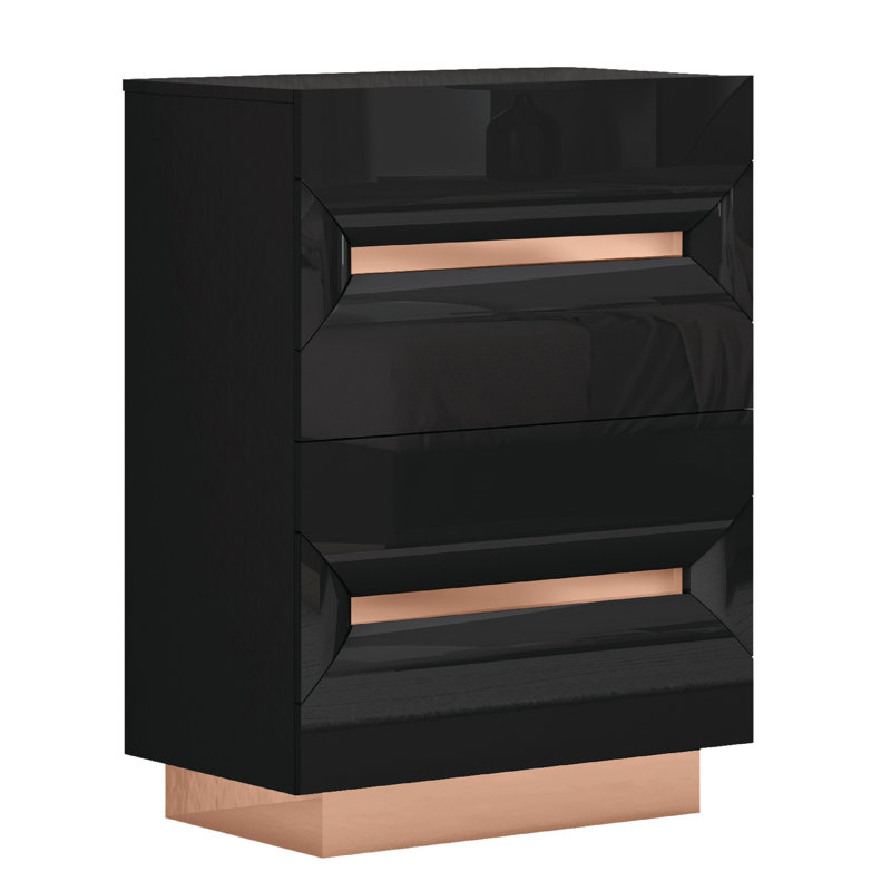Commode décorative 5 tiroirs Abiqua, Noir