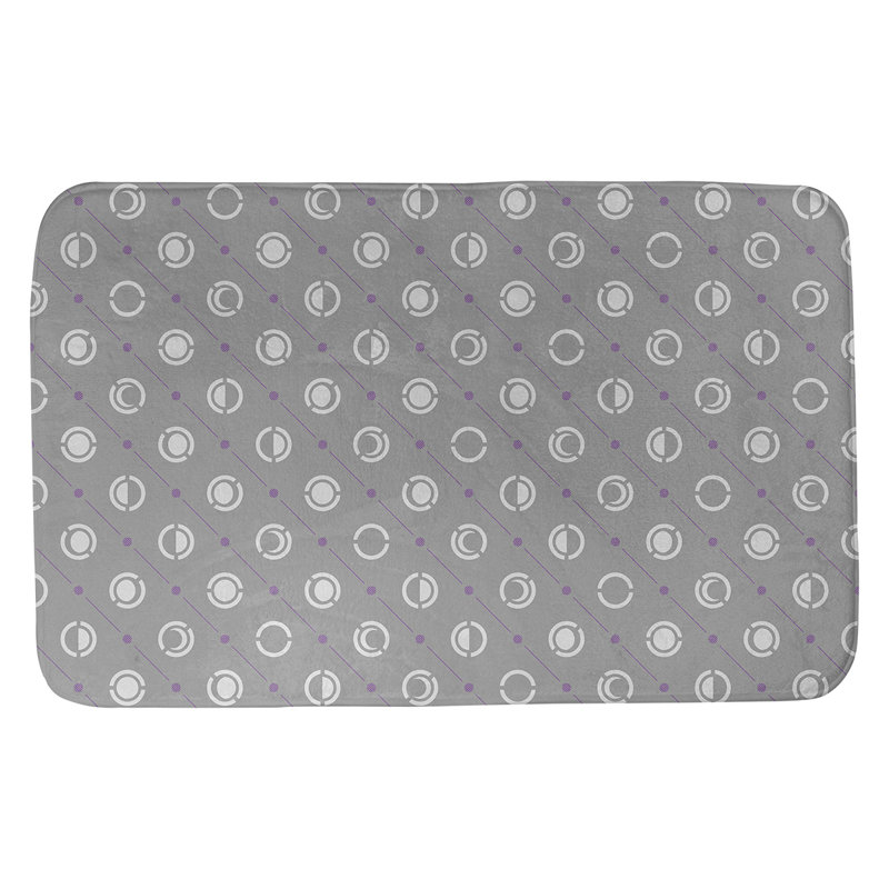 Tapis de bain géométrique antidérapant en microfibre Moon phases, l 17 po x L 24 po, Gris / violet