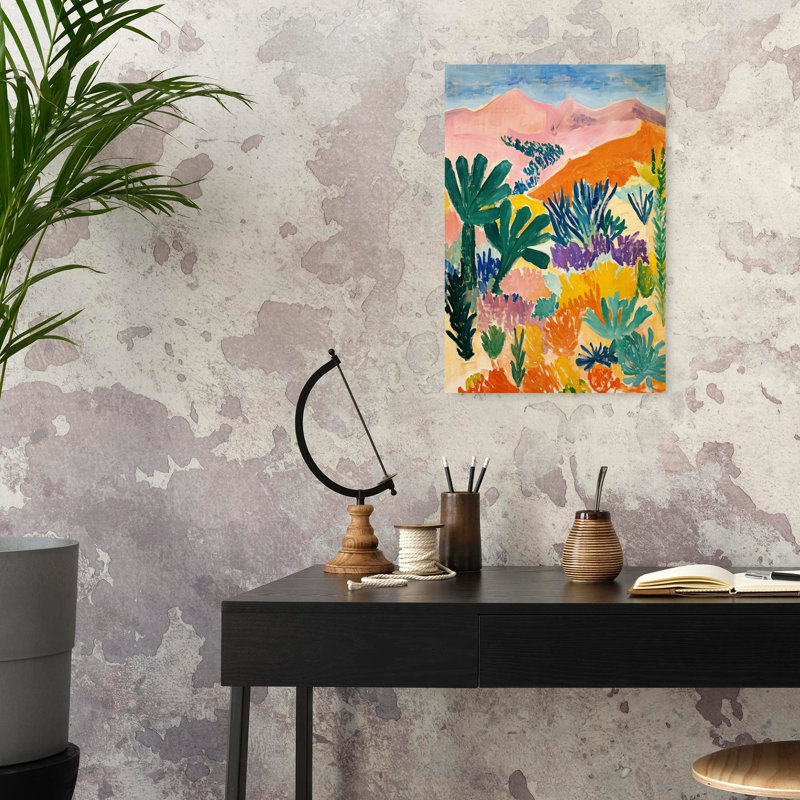 Impression sur toile paysage désertique coloré, paysage moderne abstrait, H 24 po x l 16 po