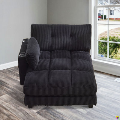 Gryta 44.09"W Luxury Corduroy Chaise Lounge Chair, Adjustable Armrest by Latitude Run