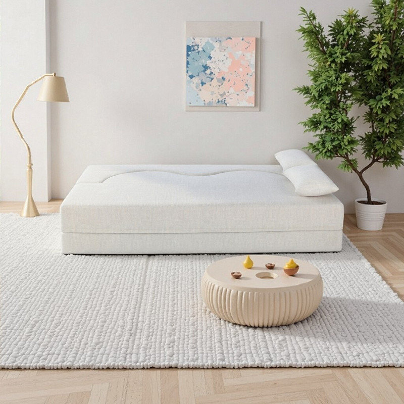 Canapé-lit pliable 2 en 1 Instant-Convert 3 places, canapé-lit pliable de 75 pouces, Blanc