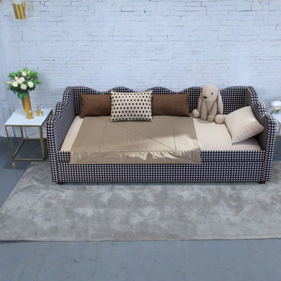 Canapé-lit convertible, 1 place, en tissu et métal, moderne et peu encombrant, idéal pour une chambre d'amis.
