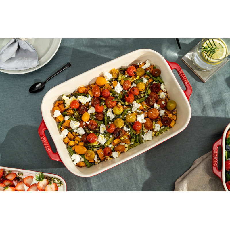 Staub Ceramique 3-Pcs Rectangular Ovenware Set, Cherry