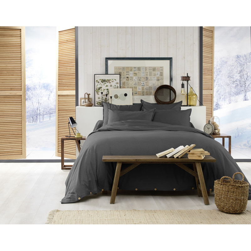 Knighten Cotton Solid Colour Duvet Cover, 220 x 240cm Duvet Cover, Dark Grey