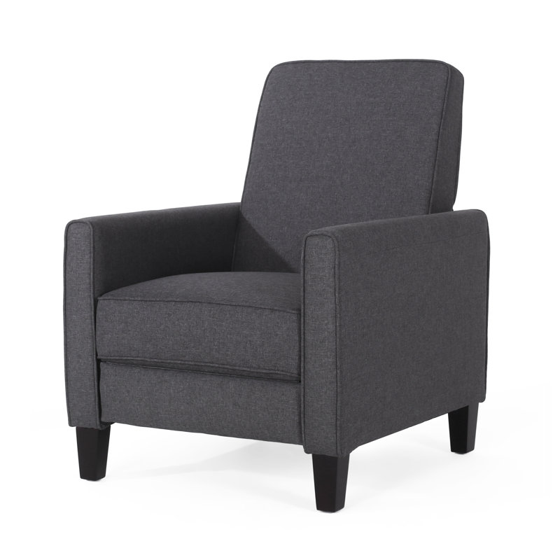 Cantalupo 26.75" W Manual Push Back Upholstered Club Recliner, Smoke Polyester