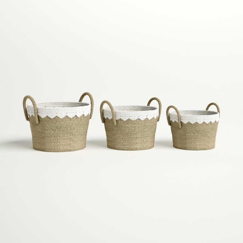 Ensemble de 3 paniers ronds en osier / rotin