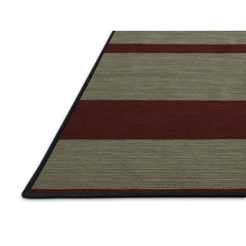 Tapis noir à rayures horizontales lavable à la machine, Carré 7 pi