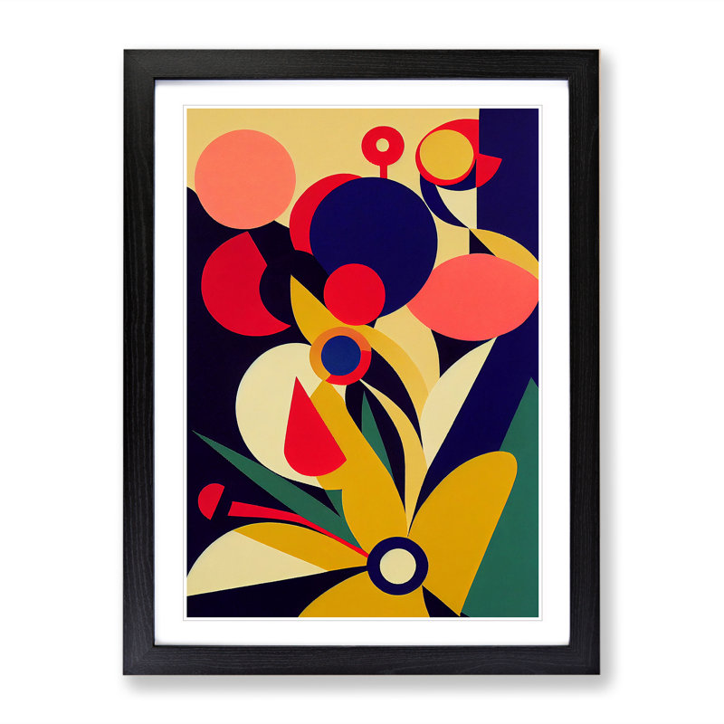 XV1022-779X Art Flowers Abstract No.3 - Single Picture Frame Print, Black, 64cm H x 46cm W