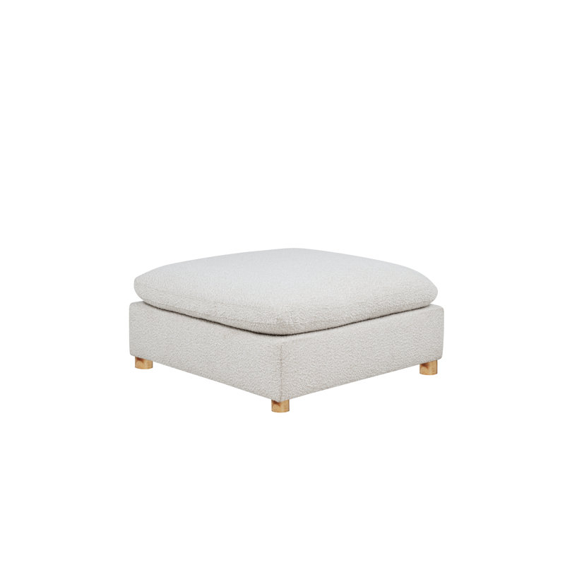 Modular Ottoman In Teddy Boucle Fabric, Cream Teddy