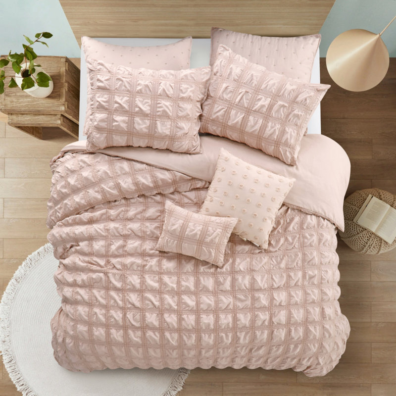 Modern & Contemporary Standard Duvet Cover, Blush, California King Duvet + 6 Additional Pieces