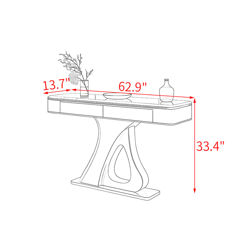 Console en métal de style italien, H 33,4 po x l 62,9 po x P 13,7 po