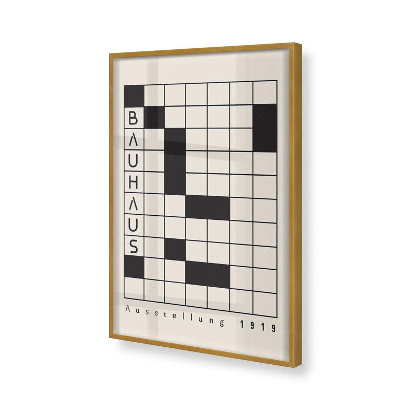 Impression de composition de mots croisés Bauhaus, H 11,25 po x l 9,25 po, Cadre photo doré simple