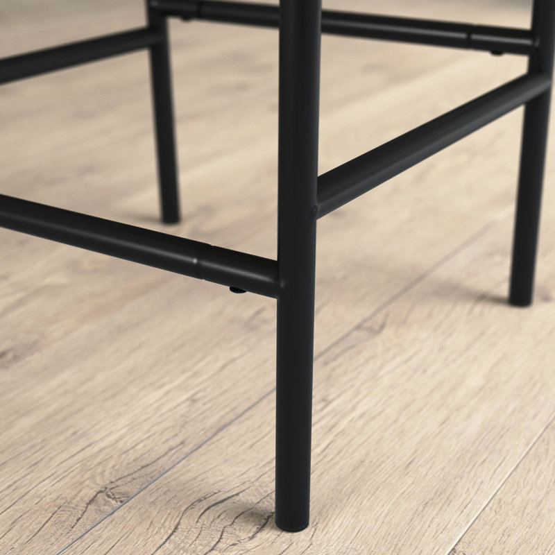 Tabouret à hauteur de comptoir noir, sièges confortables, structure en métal, idéal pour les petits espaces de salle à manger thermolaqués