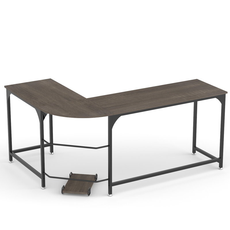 Bureau en L réversible Rory, H 29,7 po x l 66,1 po x P 47,2 po, Noir / Noir