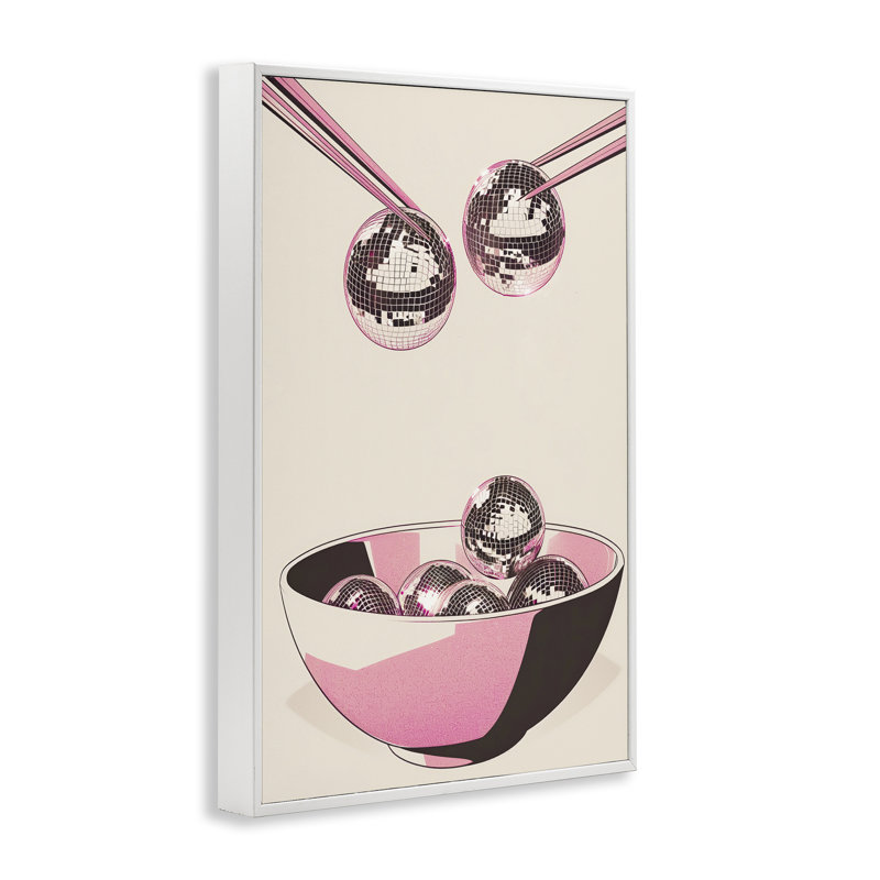 Disco Bowl Meal with Chopsticks, giclée encadrée, design par Arlington Prints, H 30 po x l 20 po