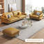 Canapé modulaire jaune en cuir véritable-410717641