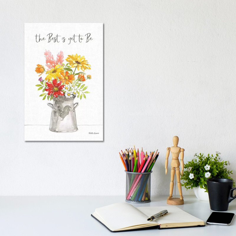 Farmhouse Floral VI 1 Piece Wrapped Canvas Wall Art, 20.32 cm H x 30.48 cm W
