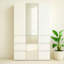 Système d'organisation modulaire en bois avec miroir en blanc