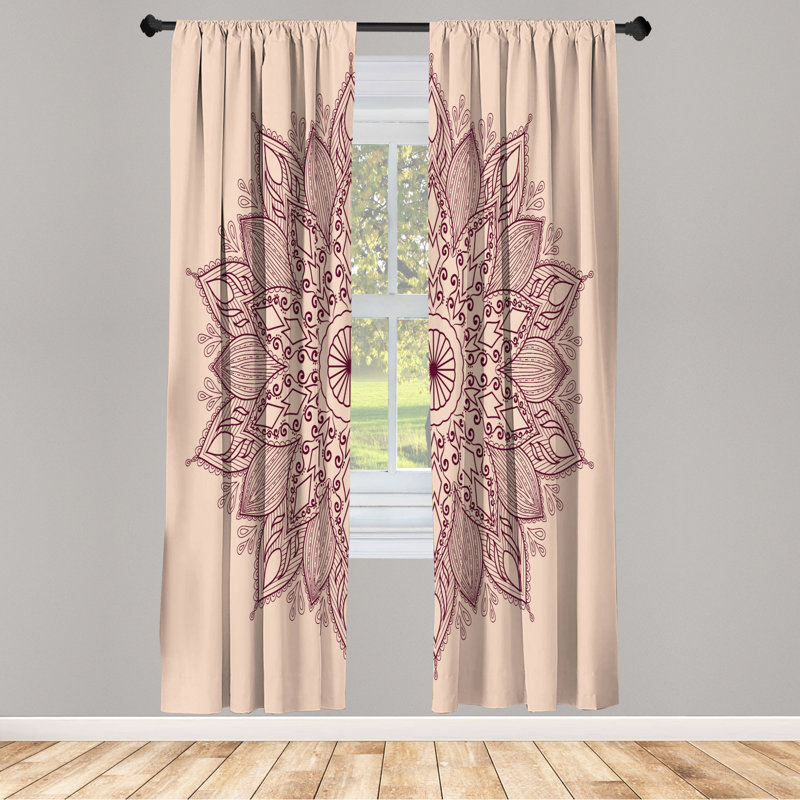 Microfiber Floral Semi-Sheer Rod Pocket Curtain Panels, 28" W x 84" L, Coral/White