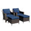 Ensemble bistro 4 pièces pour patio en osier 4 pièces, 2 fauteuils simples et 2 repose-pieds multifonctionnels avec coussins-133582346-133582345