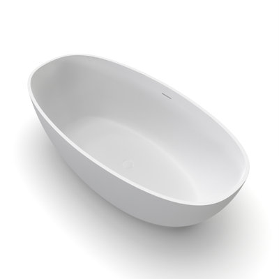 61 Inch Freestanding Artificial Stone Solid Surface Bathtub for Small to Medium Bathrooms