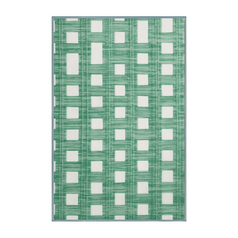 Tapis vert à carreaux lavable à la machine, Tapis de couloir 2 pi x 4 pi