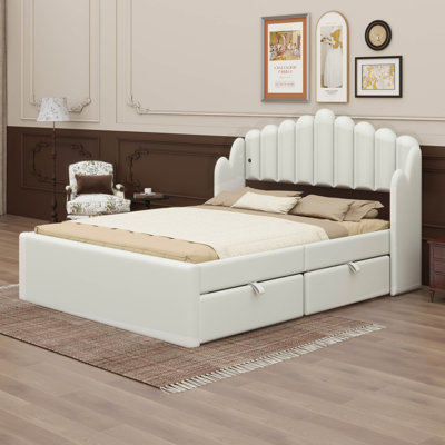 Fayann Upholstered Platform Bed with 4 Drawers and 2 USB