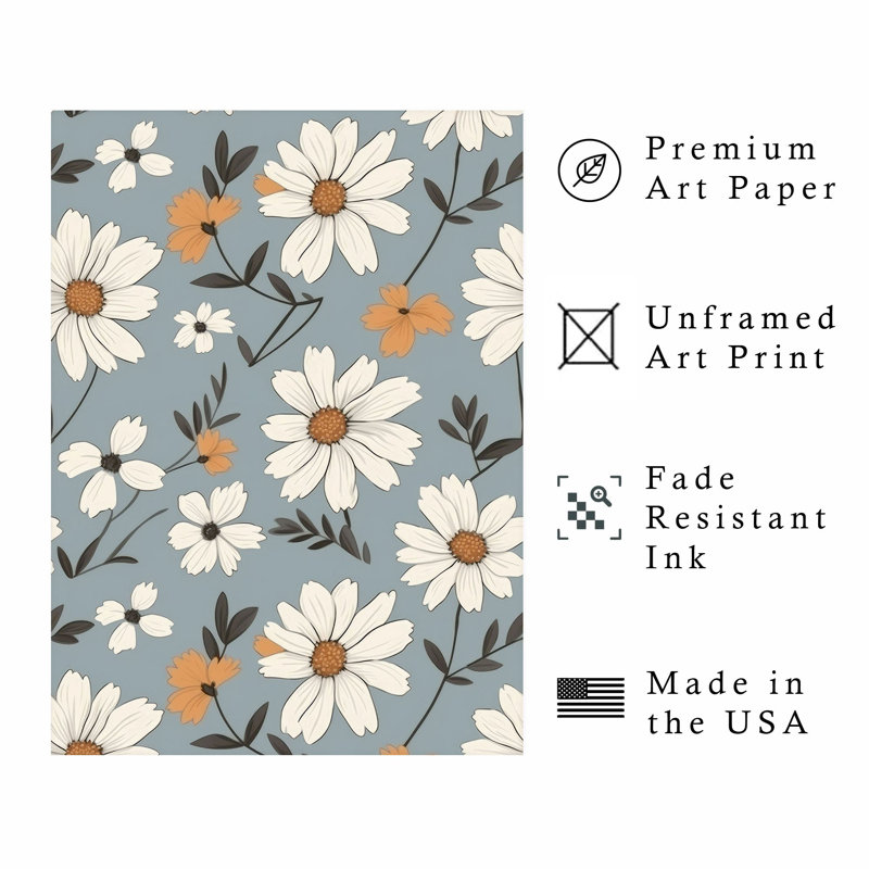 Motif floral de fleurs de marguerite II, H 14 po x l 11 po