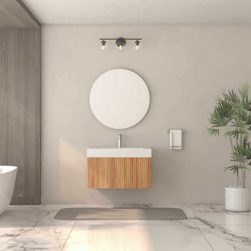 Meuble-lavabo peu encombrant en contreplaqué, conception minimaliste moderne pour les salles de bain compactes