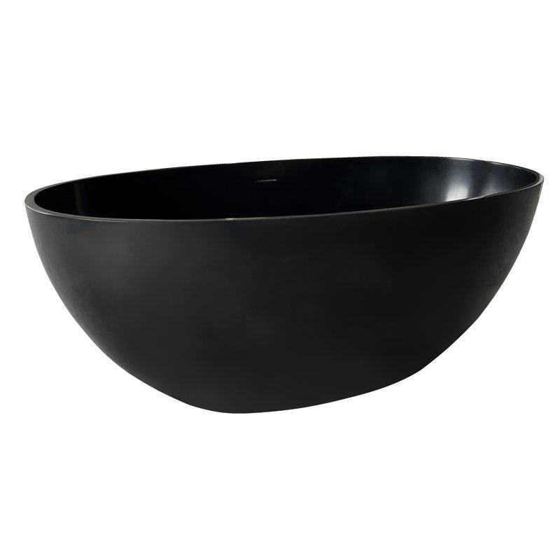 Baignoire luxueuse à surface solide noire matte profonde pour une expérience de spa relaxante