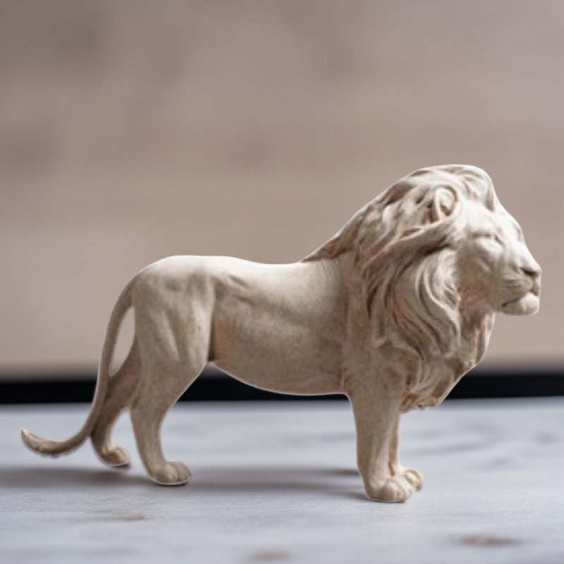 Figurine lion en grès 14 po