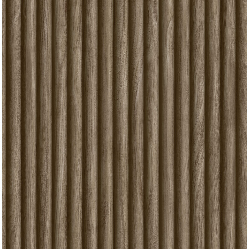 Fluted Wood Effect Wallpaper, Walnut