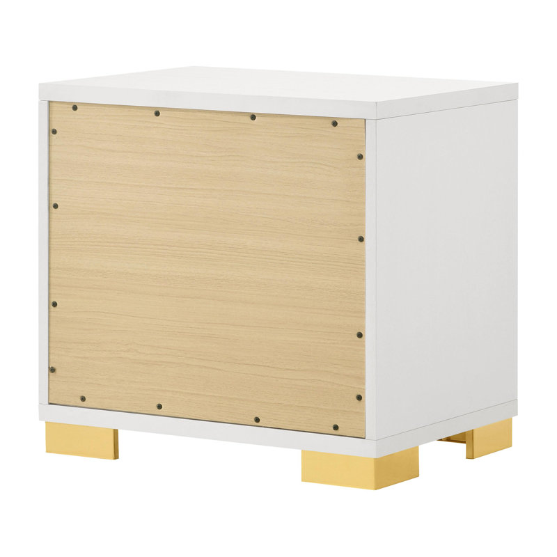 Lelio 2-drawer Nightstand, White, Brown