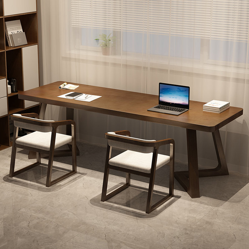 Bureau rectangulaire en bois massif noyer, H 29,53 po x l 62,99 po x P 23,62 po
