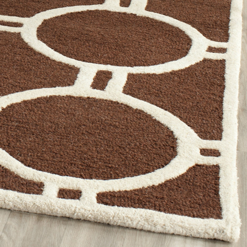 Deedgra Hand Tufted Wool Geometric Rug, Square 6'