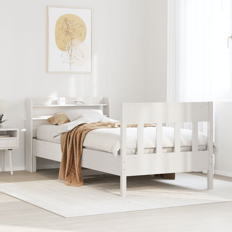 Coram Solid Wood Storage Bed, 100 x 200 cm, White