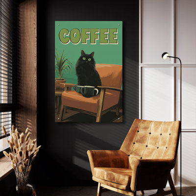 Art mural en verre épique «Too lot Coffee» par Rich Monet, 24 po x 36 po