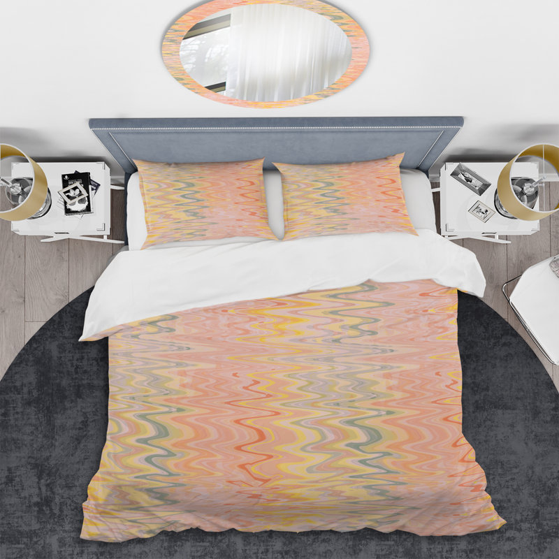 Ensemble de housse de couette en microfibre rose / jaune 2 pièces, Housse de couette simple + 1 taie décorative stan